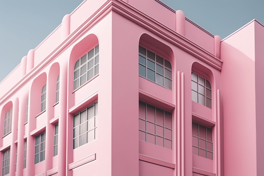 Pink Building | Monochromatic Compositions | Cinema4d | Art Deco-Inspired