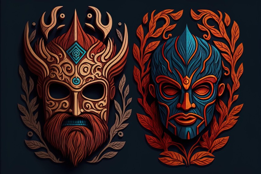 Artfully Illustrated Viking Masks | Realistic Portraits