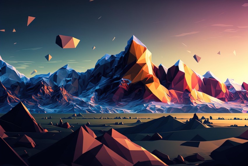 IPA Art Low Poly Wallpapers: Gravity-Defying Landscapes in Realistic Color Schemes