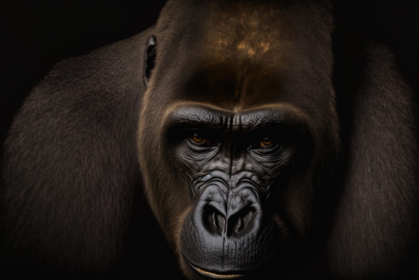 Powerful Gorilla Portrait with Intense Shadows | Mbole Art