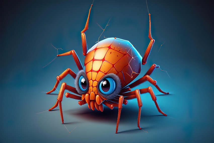 Red Spider with Blue Eye - Detailed 2D Game Art Design