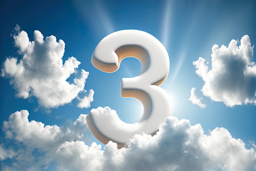 Cloud Shaped Number 3 Over the Sky | Extruded Design