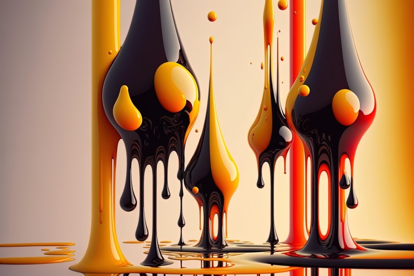 Vibrant Oil Drip Pattern in Bright Colors | Realistic and Fantastical Elements