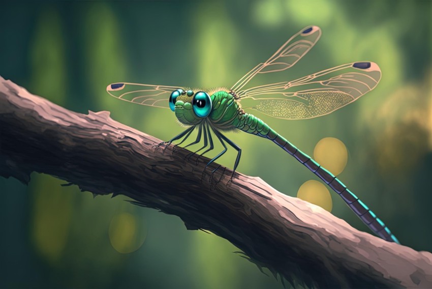 Realistic Dragonfly in Forest | Playful Character Design