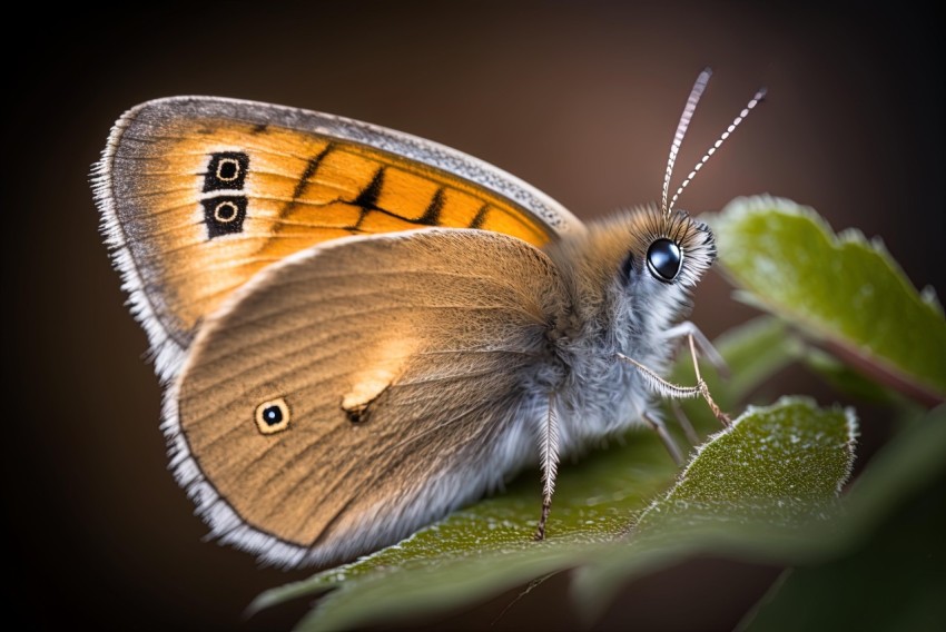 Small Brown Butterfly on Leaf - Technological Symmetry and Characterful Animal Portraits
