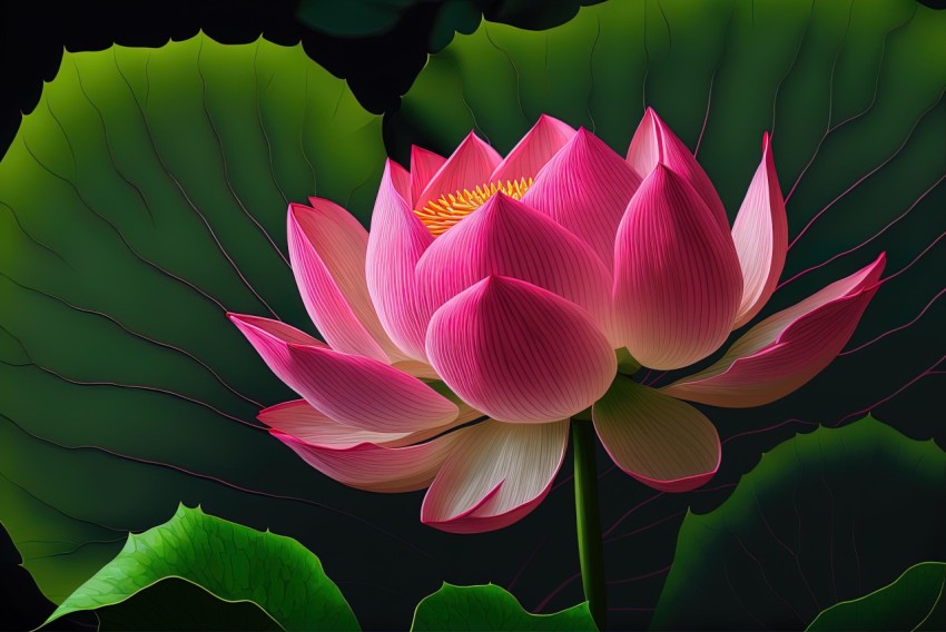 Pink Lotus Flower in Realistic Style - Detailed Artwork