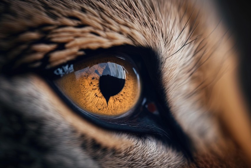 Closeup Cheetah Eye Photography in Dark Gray and Amber