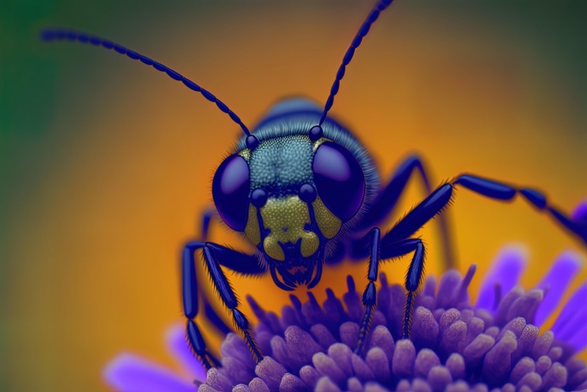 Bug on Purple Flower - Realistic Animal Portraits in Cinema4d Style