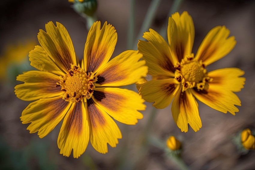 Yellow Flowers on Brown Ground | Wildlife Photography