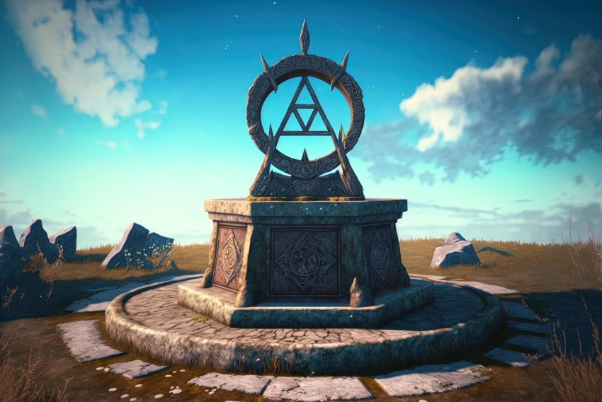 Stone Monument of the Sun: Aetherclockpunk Style and Symbolic Composition