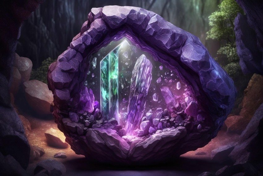Colorful Crystal Rock in Fantasy Art Style