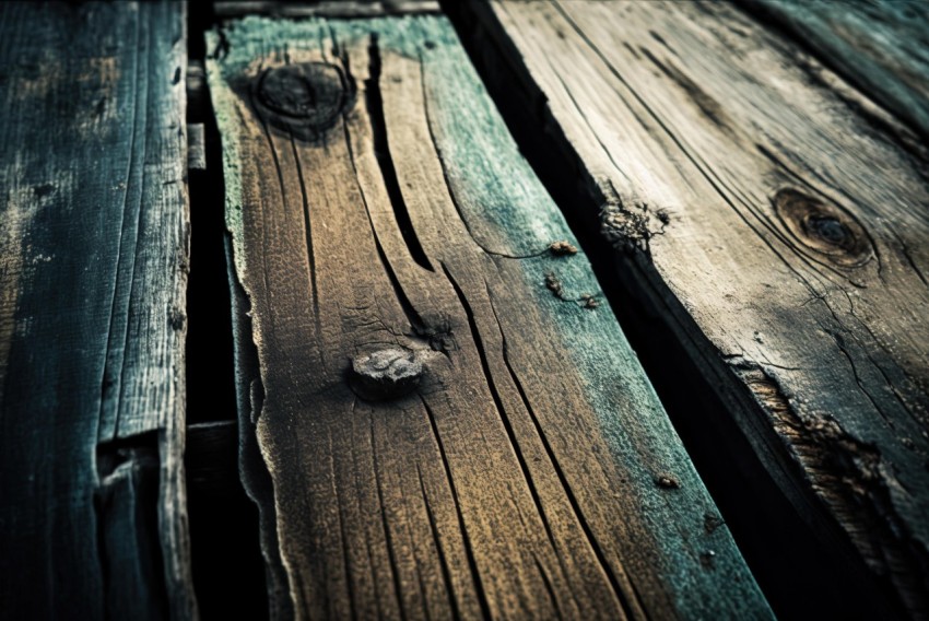 Rustic Wooden Planks in Dark Cyan and Bronze | Color Splash | Decaying Landscapes