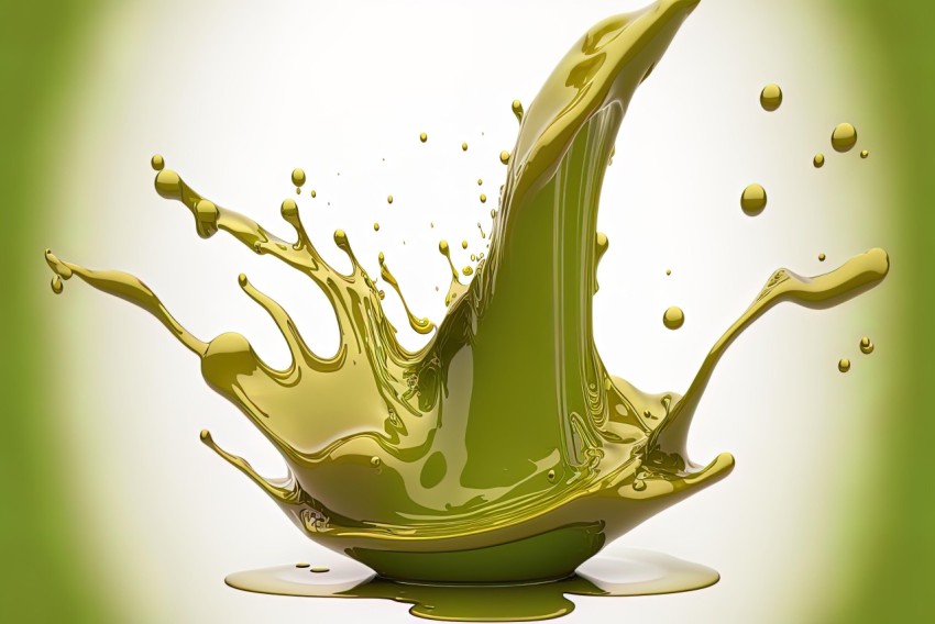 Vivid Green Liquid Splash on White Background | Realistic Rendering