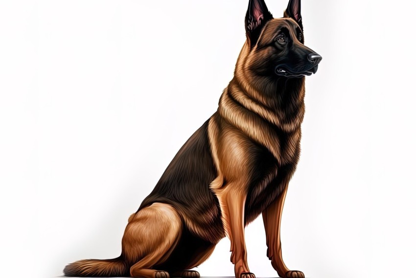 Detailed Character Illustration of a German Shepherd | Realistic Perspective