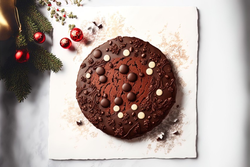 Christmas Brownie and Cake with Bold Textures | High-Quality Image