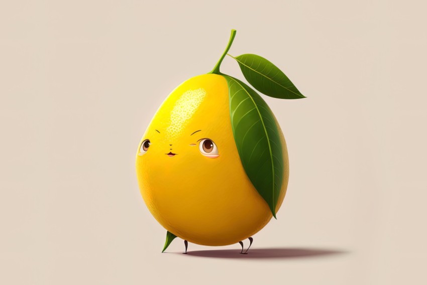 Charming 3D Lemon Illustration with Mori Kei Style