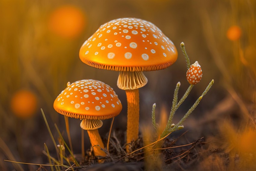 Intriguing Orange Mushroom on Ground | Fantasy Art