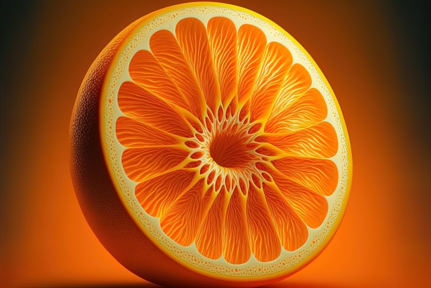 Colorful Orange Slice: Realistic and Hyper-Detailed Rendering