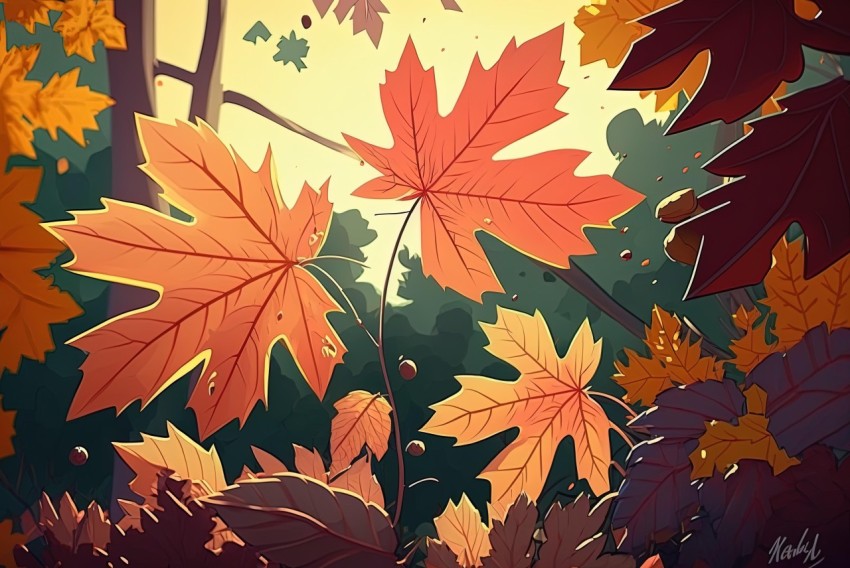 Abstract Autumn Color Illustration in Anime Art Style