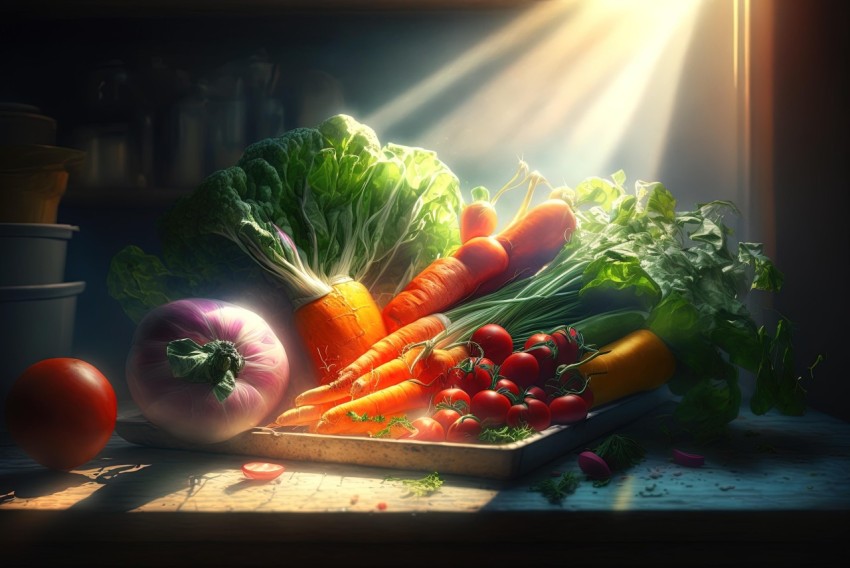 Mesmerizing Sunlight Through Vegetables - Photorealistic Rendering