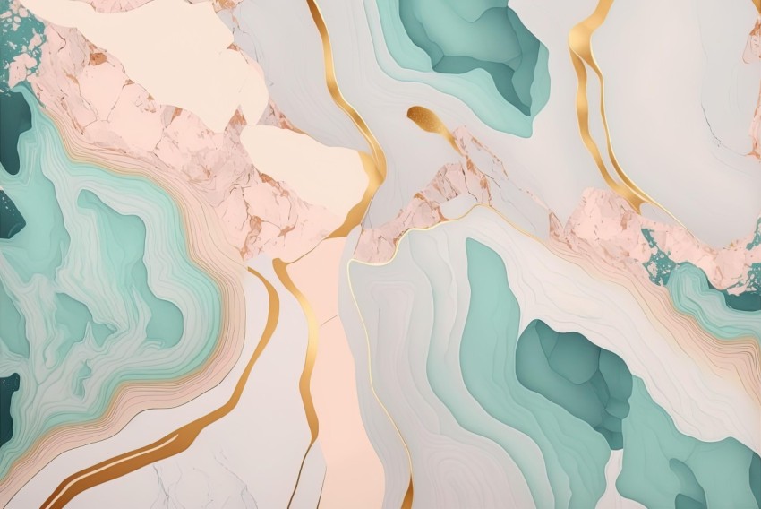 Marble Background in Gold, Lavender, and Turquoise | Organic Forms