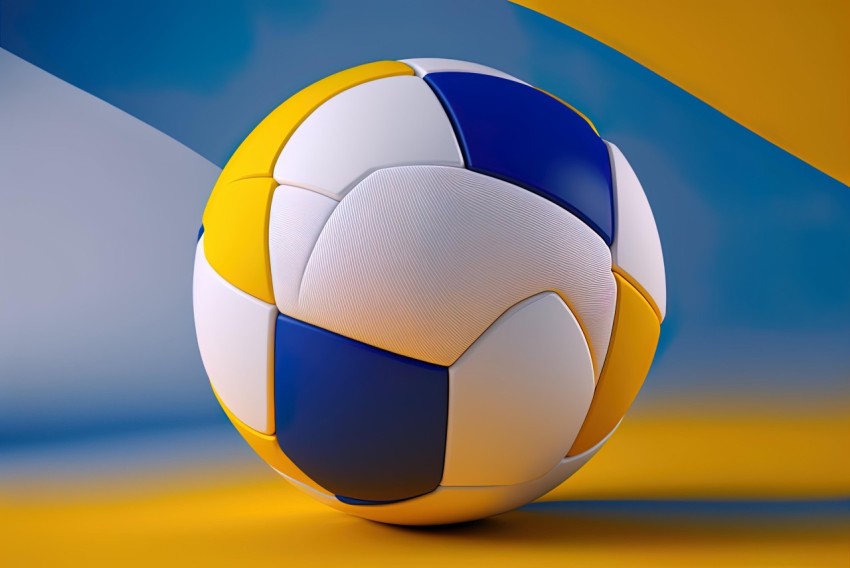 Blue and Yellow Soccer Ball on Sunny Blue Background | Hard Surface Modeling