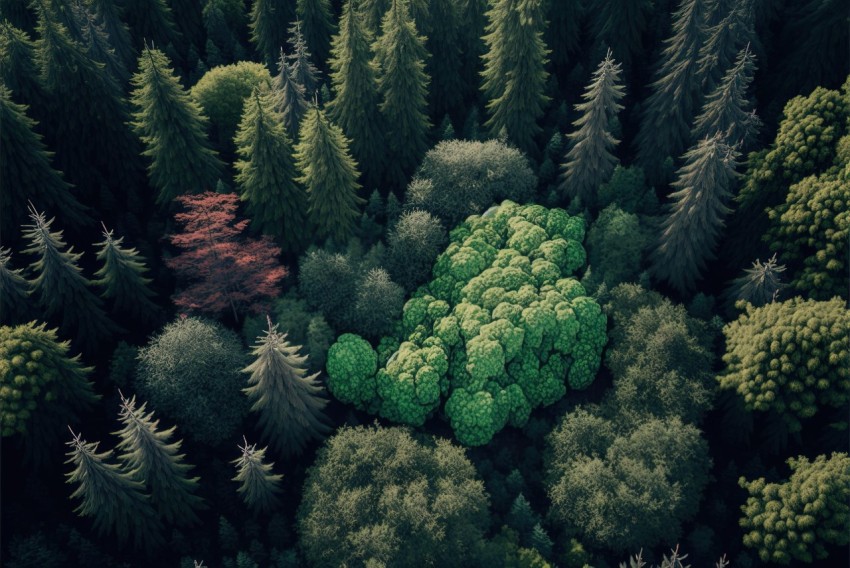 Aerial View of a Forest with Hyper-Realistic Details