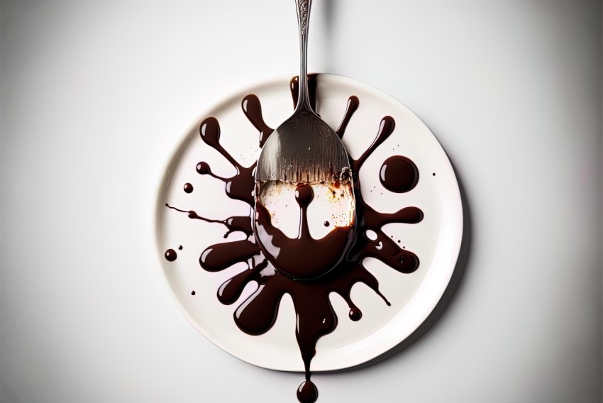 Monochromatic Chocolate Spoon with Dripping Paint | Decor