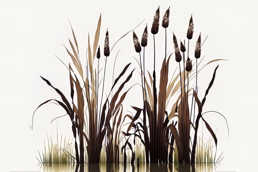 Detailed Vector Illustrations of Reeds and Water | Nature-inspired Art