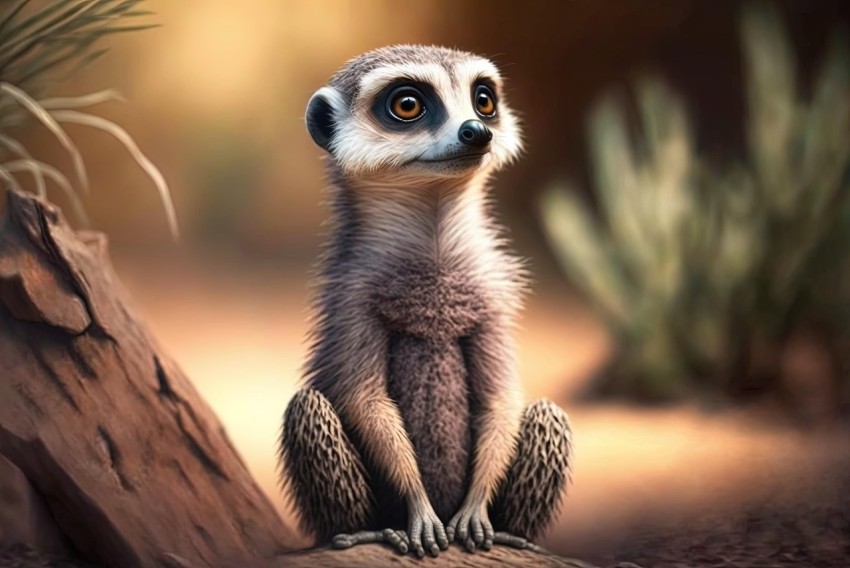 Cute Meerkat Wallpaper | Digital Painting | Funny Animals