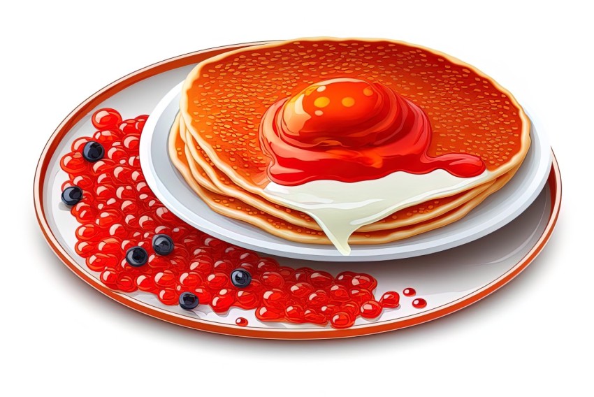 Delicious Pancakes with Syrup and Redberries | 2D Game Art