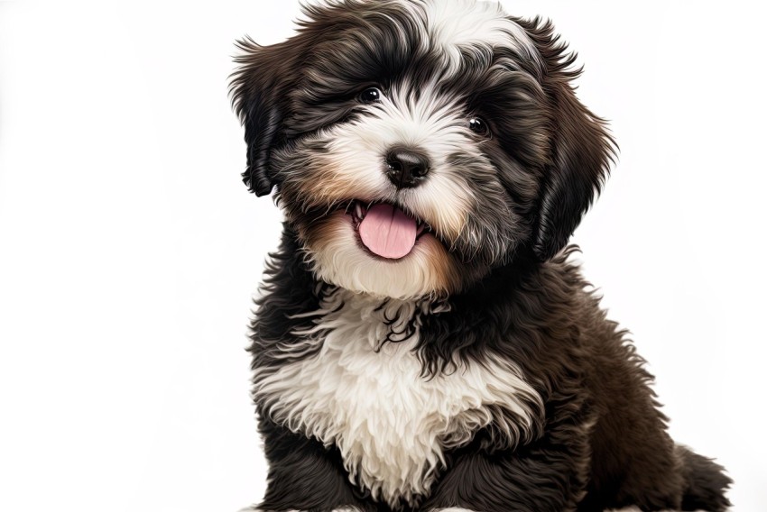 Black and White Puppy in Colorful Caricature Style