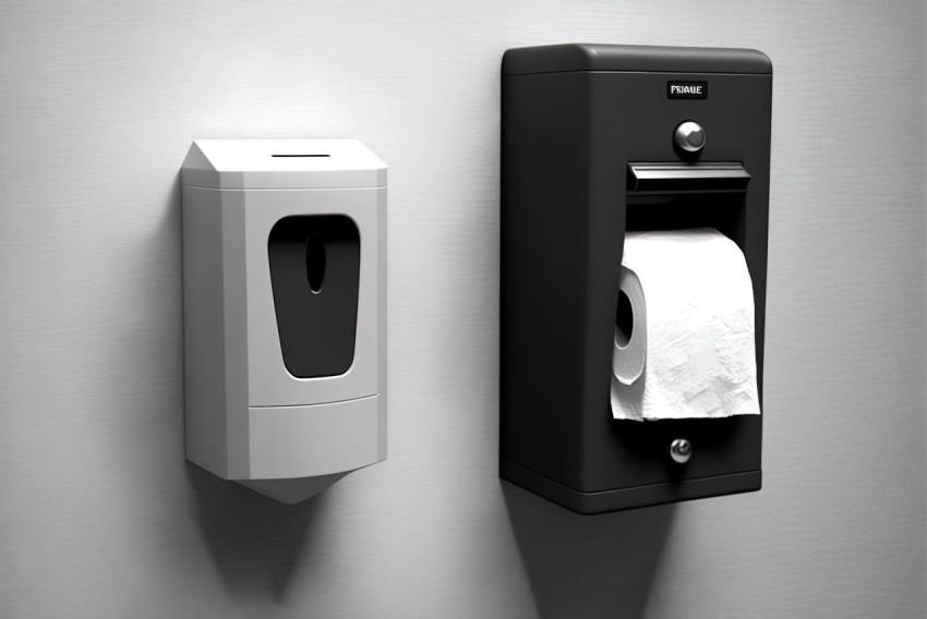 Sleek Toilet Paper Dispenser | Octane Render | Black and White Mastery