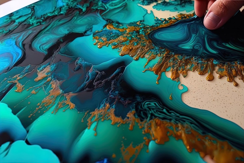Surreal 3D Landscapes: Mixing Blue and Gold Artwork