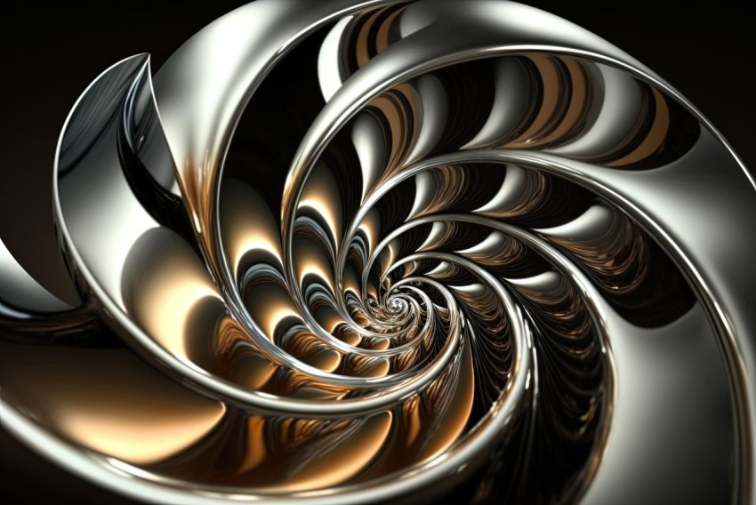 Abstract Spiral Design with Chrome Reflections