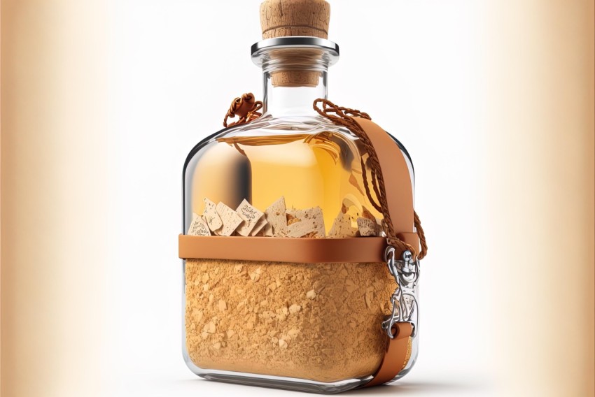 Fantasy Bottle Art: Leather and Sand Infused with Social Commentary