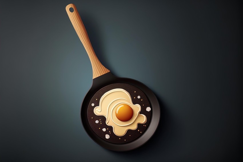Egg in Frying Pan Illustration | Ray Tracing | Nostalgic Style