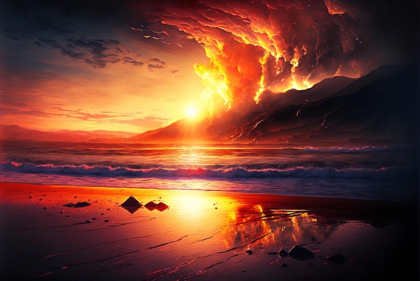Explosion Over the Ocean: A Captivating Artwork