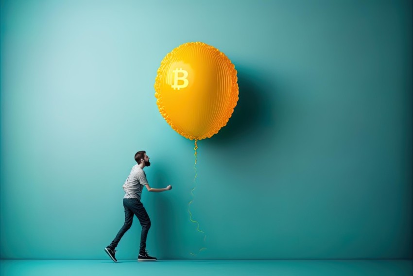 Bitcoin Balloon: Playful Concept with Bold Contrast