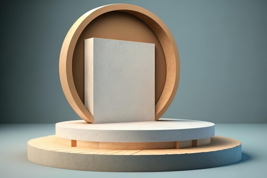 Abstract Wooden Pedestal Design in Minimalist Style