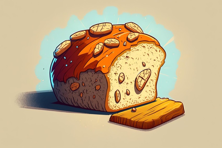 Detailed Character Illustration of Stale Bread | Pop Art and Necronomicon Elements