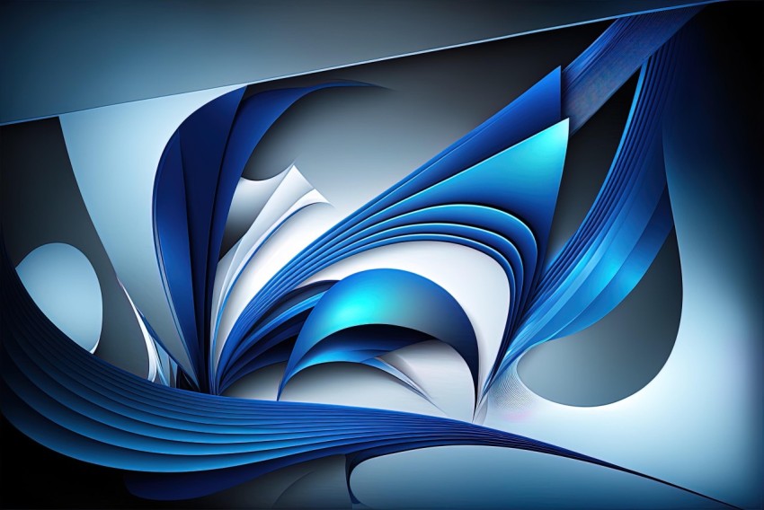 Blue Abstract Art Design with Multidimensional Shading