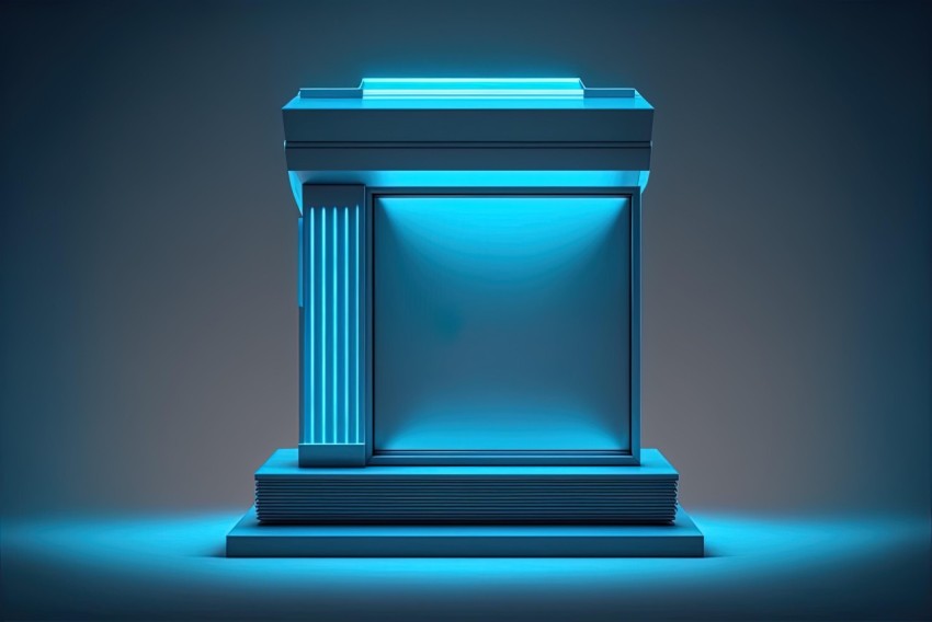Blue Lit Pillar in Neon Lighting | Architectural Vignettes