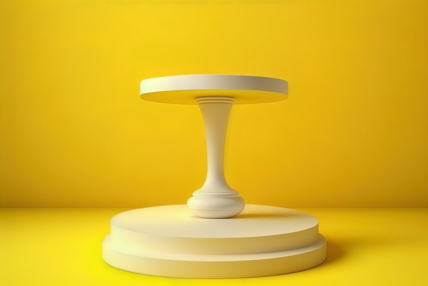 White Pedestal on Yellow Background | Graceful Balance | Tabletop Photography