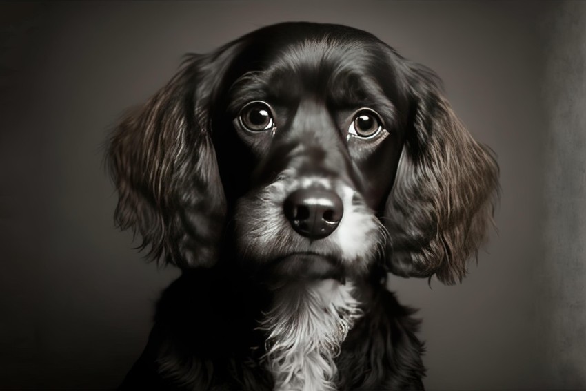 Black and White Dog Portrait - Photobashing Technique