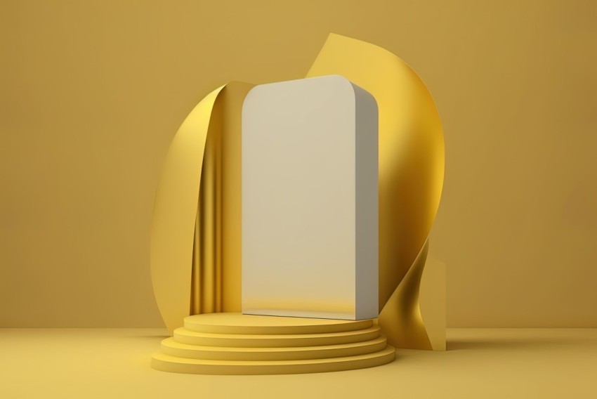 Golden and Yellow Podium on Yellow Background | Ambient Occlusion Style