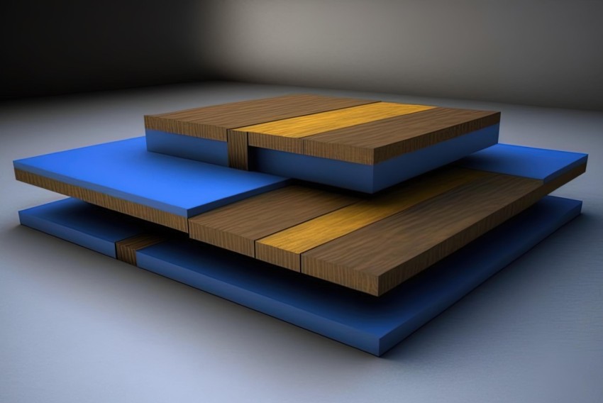 Blue and Brown Wood Blocks in Vray Tracing Style | Intel Core