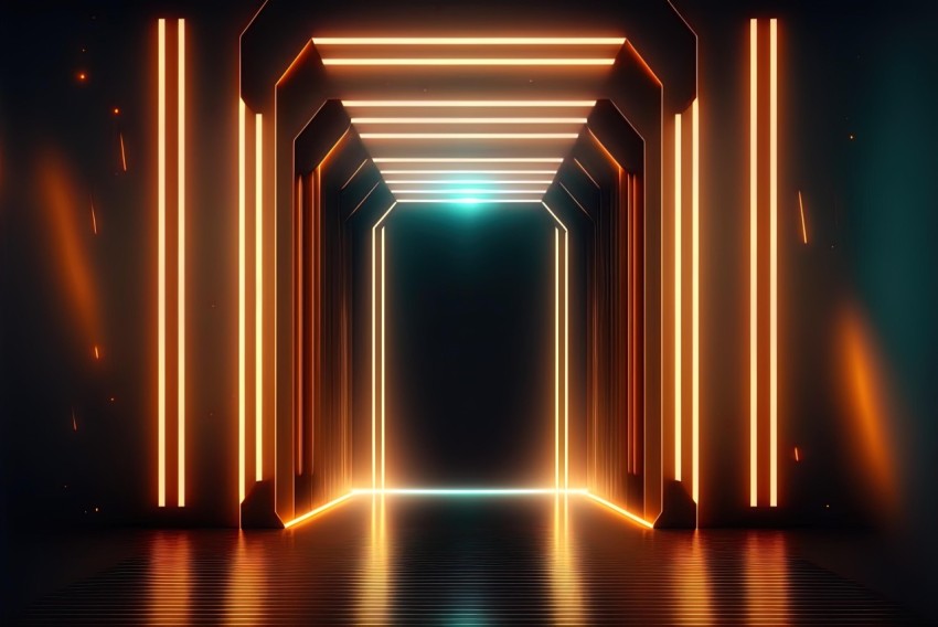 Neon Lines on High-Tech Space Background - Passage Style