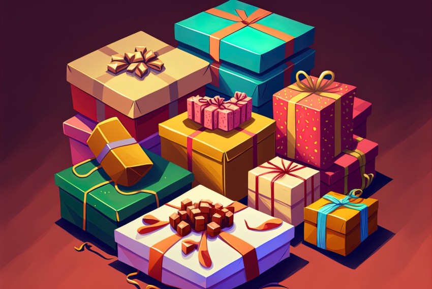 Christmas Presents and Boxes Illustration | 2D Game Art