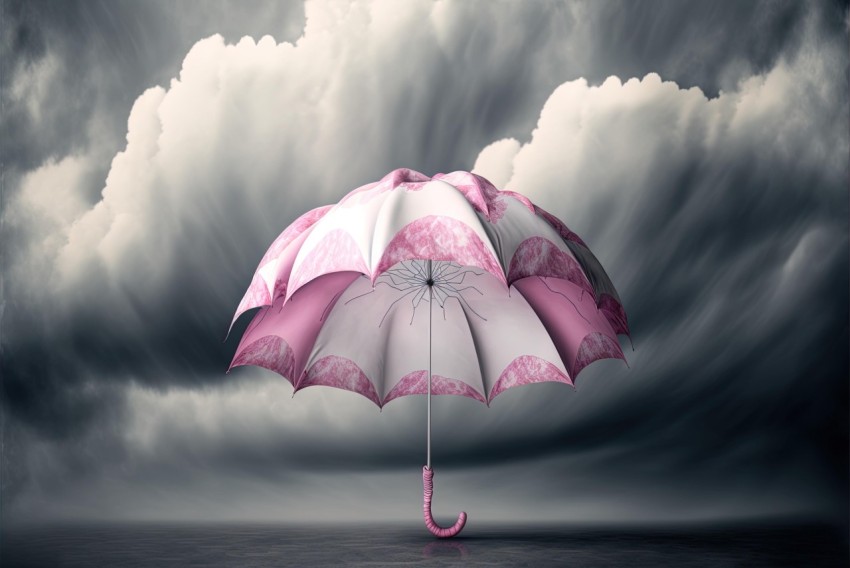 Sculpted Umbrella in Dark Pink and White Fantasy Sky